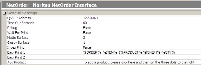 Net Order Settings