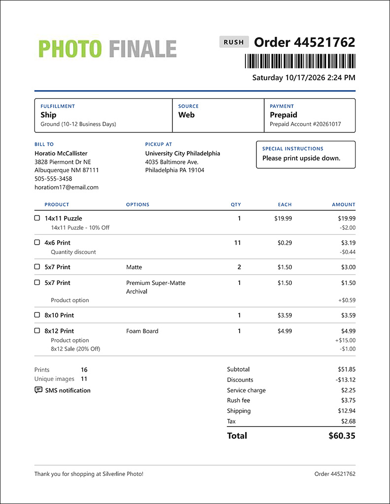 The new default Print 50 invoice