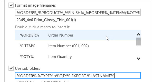 Export settings with the macro list