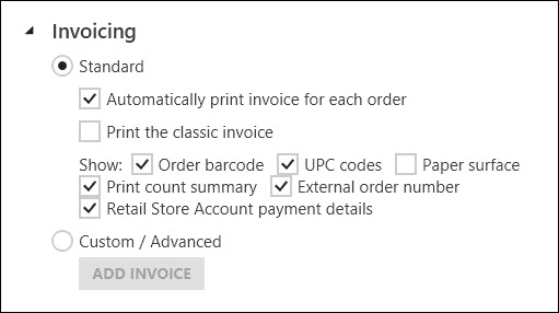 Invoicing settings