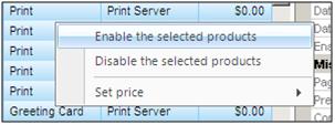 enable selected products
