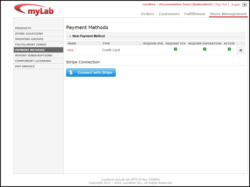 add Stripe My Lab