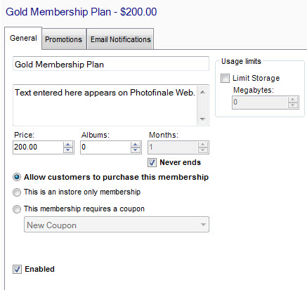 Membership General Tab